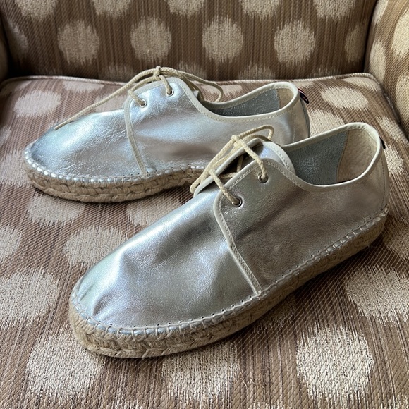Cuple silver leather espadrille sneaker  blucher 41 - Picture 6 of 8